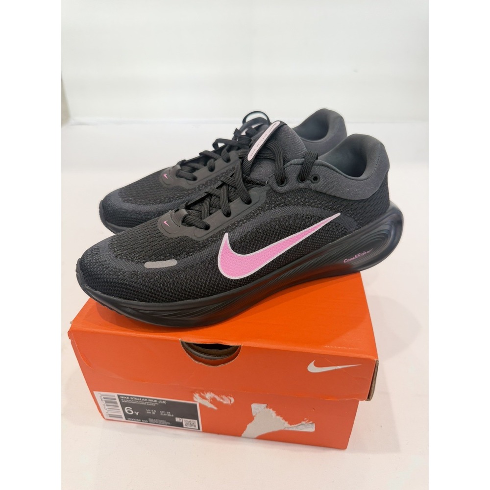 Nike Stellar Ride Womens 6 Black/Pink Solid Low Top Lace-Up Mesh Sneakers shoes